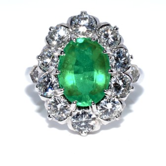 Bagues de fiançailles - Bague Pompadour émeraude et diamants