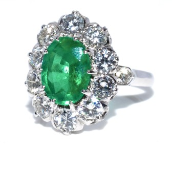 Bagues de fiançailles - Bague Pompadour émeraude et diamants