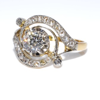Bijoux anciens - Bague tourbillon diamants 