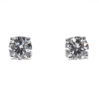 Bijoux anciens - Boucles d'oreilles (puces) diamants - 1,80 carats total