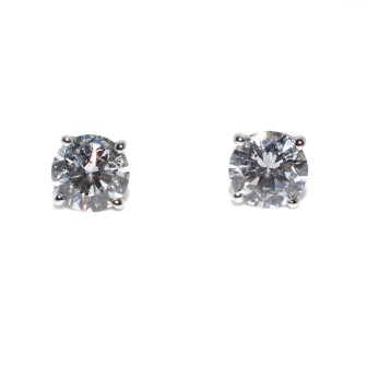 Bijoux anciens - Boucles d'oreilles (puces) diamants - 1,40 carats total