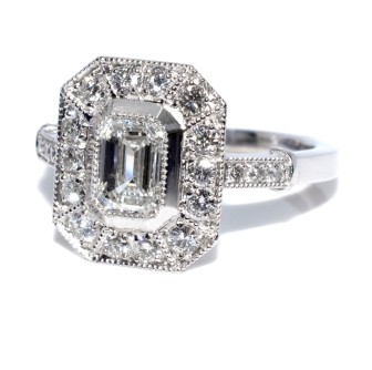 Bagues de fiançailles - Bague diamant taille émeraude 