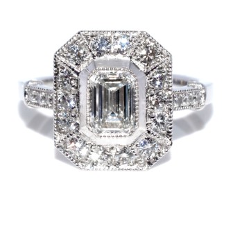 Bagues de fiançailles - Bague diamant taille émeraude 