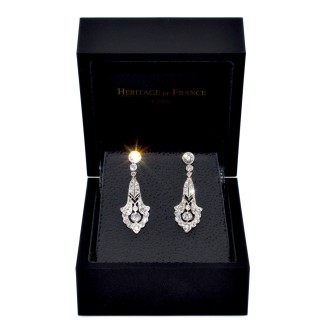 Bijoux anciens - Boucles d'oreilles art deco diamants