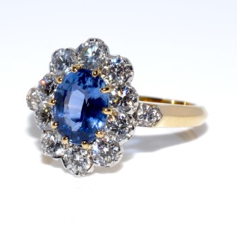 Bagues de fiançailles - Bague pompadour saphir et diamants
