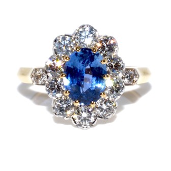 Bagues de fiançailles - Bague pompadour saphir et diamants