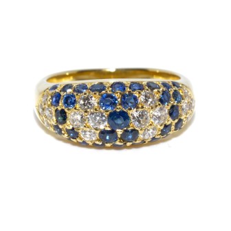 Bagues de fiançailles - Bague jonc diamants et saphirs