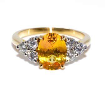 Bagues de fiançailles - Bague saphir jaune et diamants