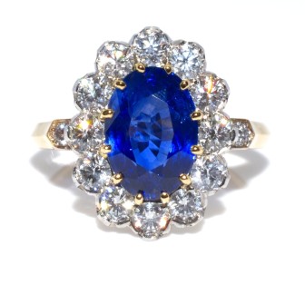 Bagues de fiançailles - Bague pompadour saphir et diamants