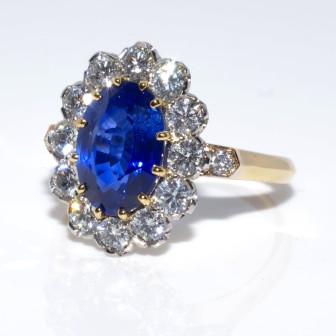 Bagues de fiançailles - Bague pompadour saphir et diamants