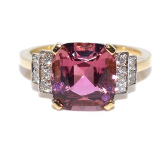 Créations - Bague tourmaline rose et diamants