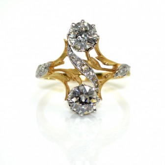 Bagues de fiançailles - Bague Art Nouveau deux diamants 