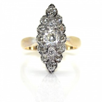 Bijoux anciens , Bague ancienne marquise diamants