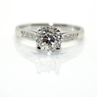 Bijoux anciens , Bague solitaire diamant 1.25 ct, art deco vers 1930