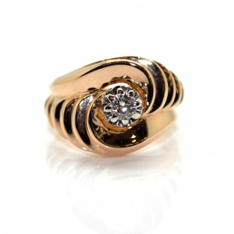 Bagues de fiançailles - Bague tourbillon en or rose et diamant