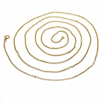 Bijoux anciens - Sautoir ancien en or jaune et perles