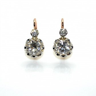 Bijoux anciens - Boucles d'oreilles dormeuses diamants env. 1,50 cts