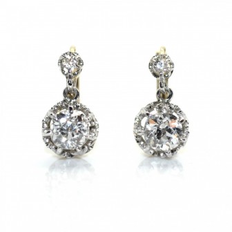Bijoux anciens - Boucles d'oreilles dormeuses diamants env. 1,60 cts