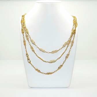 Bijoux anciens - Long sautoir ancien en or jaune 