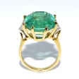 Bagues de fiançailles - Bague émeraude 11,88 carats et diamants triangle