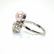 Bijoux anciens - Bague toi et moi diamant et perle fine - Réservée