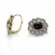 Bijoux anciens - Boucles d'oreilles dormeuses marguerite diamants et saphirs 