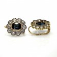Bijoux anciens - Boucles d'oreilles dormeuses marguerite diamants et saphirs 