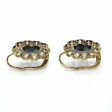 Bijoux anciens - Boucles d'oreilles dormeuses marguerite diamants et saphirs 