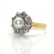 Bijoux anciens - Bague Pompadour perle fine et diamants 