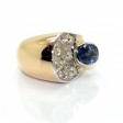 Bijoux anciens - Bague Tank saphir et diamants 