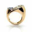 Bijoux anciens - Bague Tank saphir et diamants 