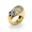 Bijoux anciens - Bague Tank saphir et diamants 