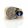 Bijoux anciens - Bague Tank saphir et diamants 