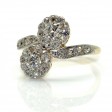 Bijoux anciens - Bague toi et moi marguerites diamants 