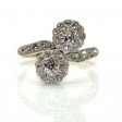 Bijoux anciens - Bague toi et moi marguerites diamants 