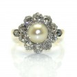 Bijoux anciens - Bague Pompadour perle fine et diamants 