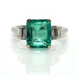 Bijoux récents - Bague émeraude et diamants baguettes