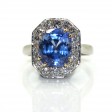 Bijoux récents - Bague entourage en saphir et diamants 