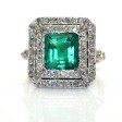 Bijoux anciens - Bague art déco émeraude et diamants