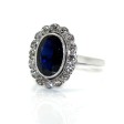 Bijoux anciens - Bague Art Déco en saphir et entourage diamants