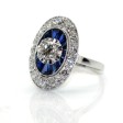 Bijoux anciens - Bague art deco diamants et saphirs