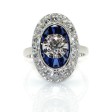 Bijoux anciens - Bague art deco diamants et saphirs