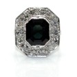 Bijoux anciens - Bague Art Déco en saphir et entourage diamants