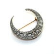 Bijoux anciens - Broche demi-lune diamants 