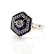 Bijoux anciens - Bague Art-Déco diamants et saphirs