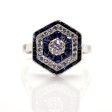 Bijoux anciens - Bague Art-Déco diamants et saphirs