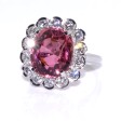 Bijoux récents - Bague entourage tourmaline rose et diamants
