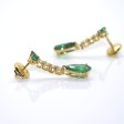 Bijoux anciens - Boucles d'oreilles pendantes émeraudes et diamants 