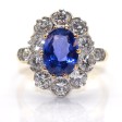 Bijoux récents - Bague pompadour saphir 2,38cts et diamants 