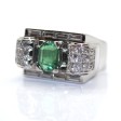 Bijoux anciens - Bague Art Déco émeraude et diamants